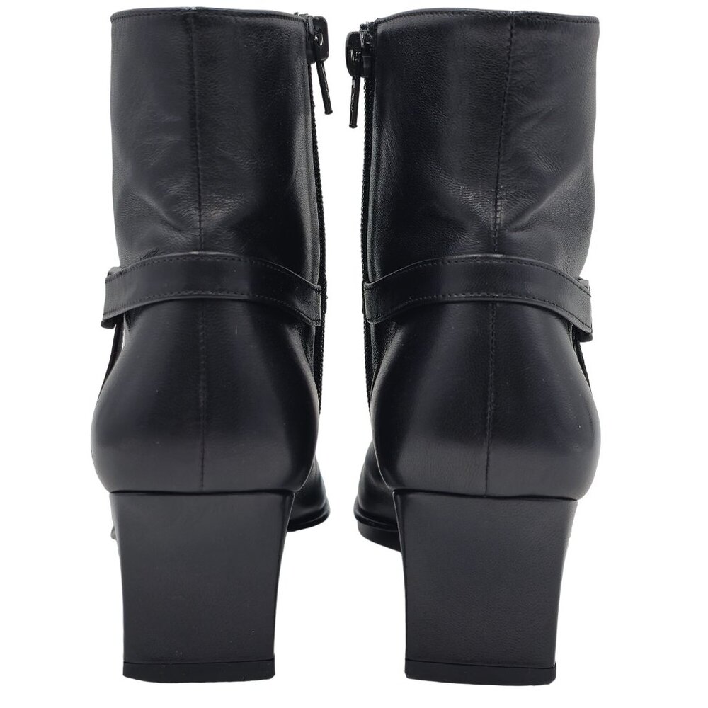 Ferragamo Italy Womens 8.5 4A Narrow Black Leather Dress Shoes Zip Ankle Boots - Picture 5 of 12